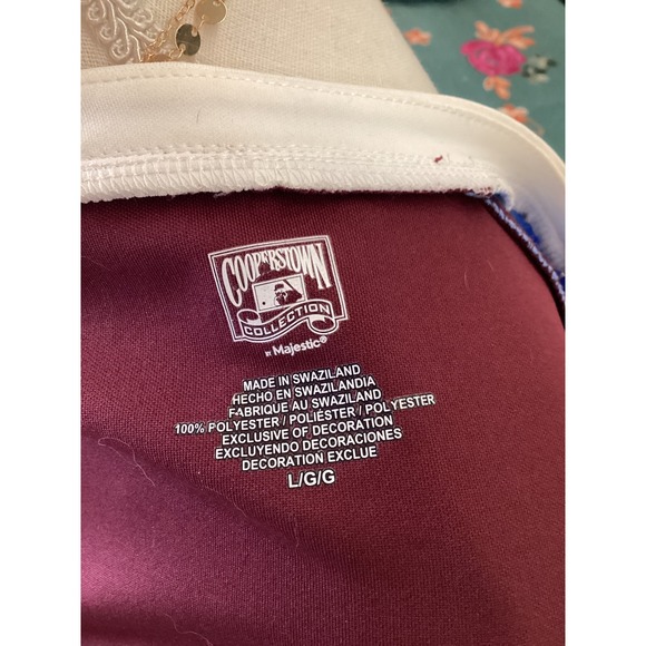 Majestic Phillies Jersey Womens Large Maroon Blue Cooperstown MLB - Picture 5 of 7